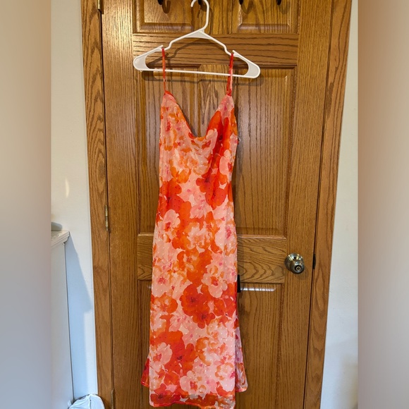 Fabulous Destiny Pink Floral Swiss Dot Cowl Neck Midi Dress - Picture 1 of 4